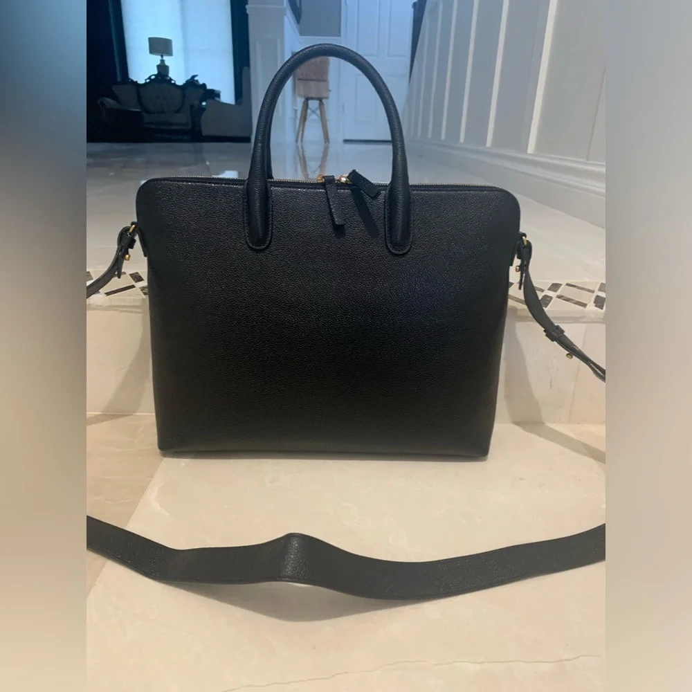 THOM BROWNE Black Pebble Grain Briefcase